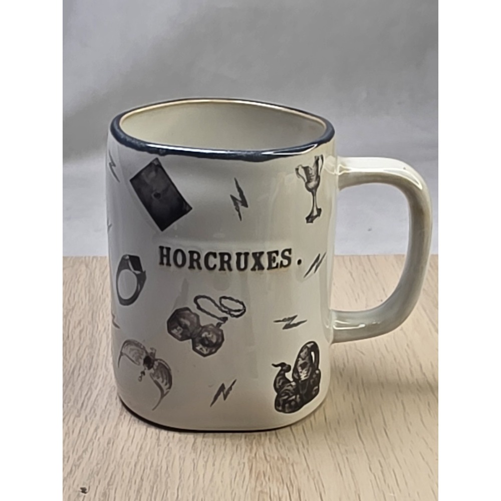 Rae Dunn Harry Potter Artisan Collection "HORCRUXES" Mug, White w/ Black Trim